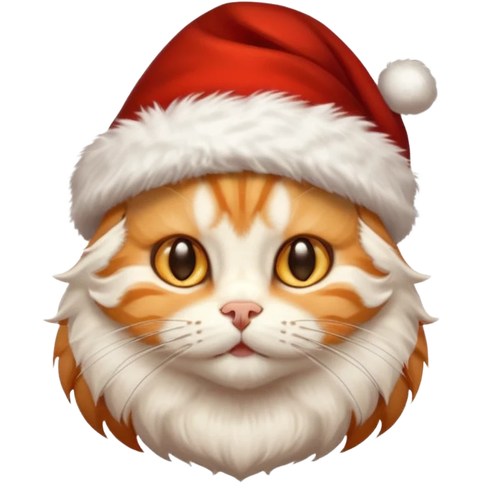 Light orange tabby kitty in a Santa hat emoji