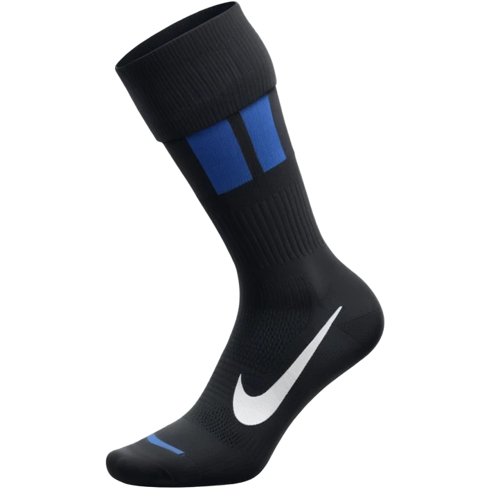 black football sock with white Nike tick, compression sock style emoji