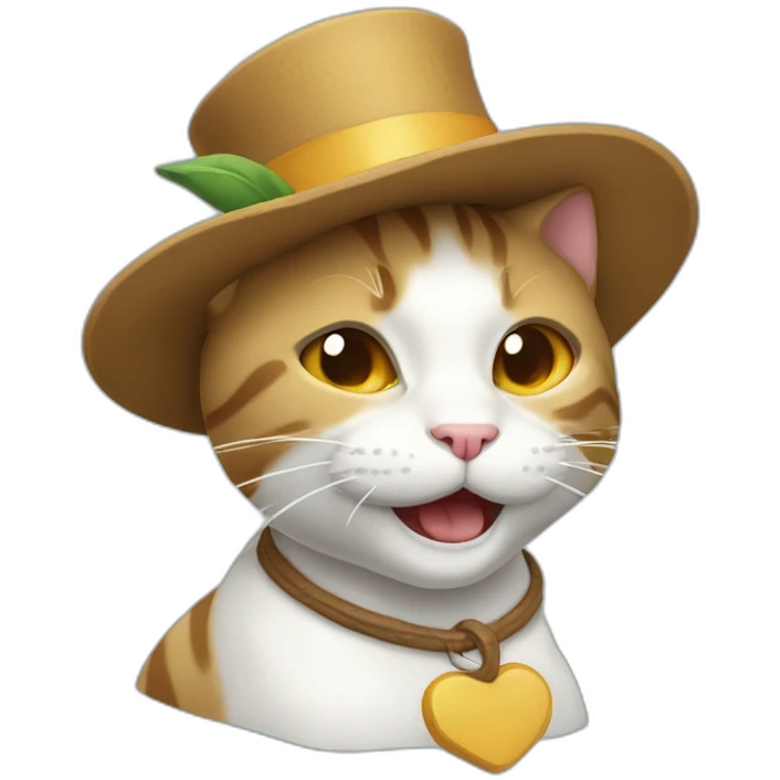 Gato de boné falando oi emoji
