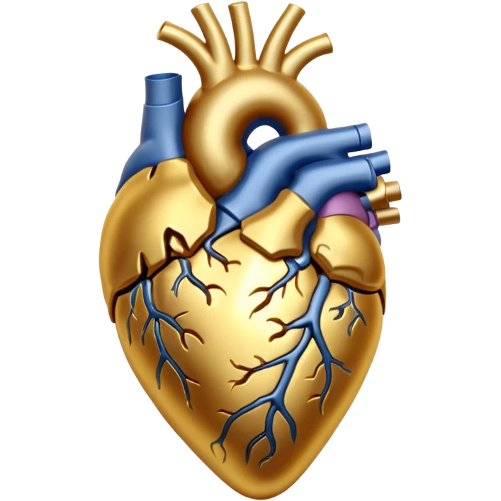 Golden anatomical heart, with clear details  emoji