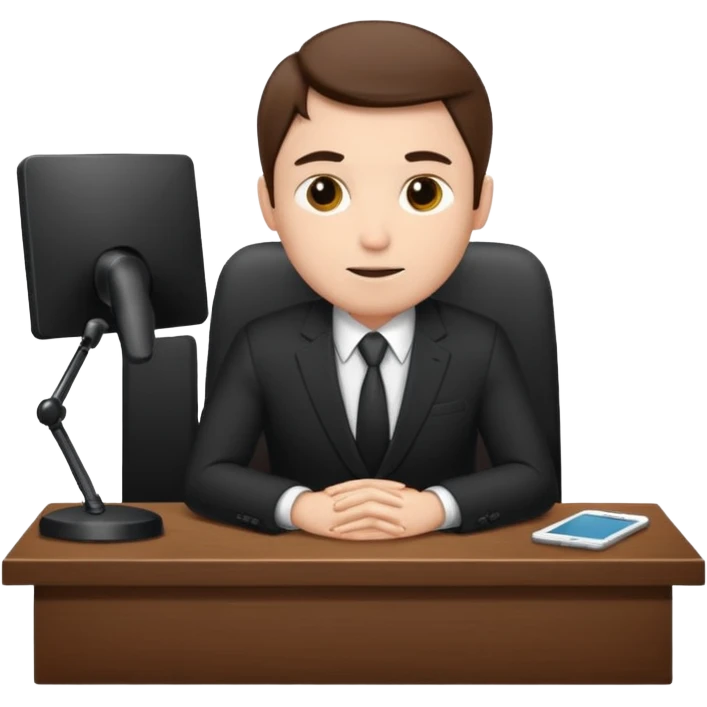 Business man sitting at a desk emoji
