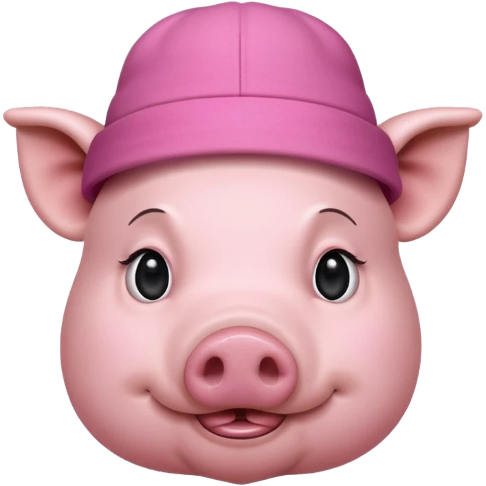 pig wear hat, front vỉew emoji