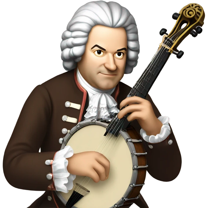Johann Bach pointing banjo emoji