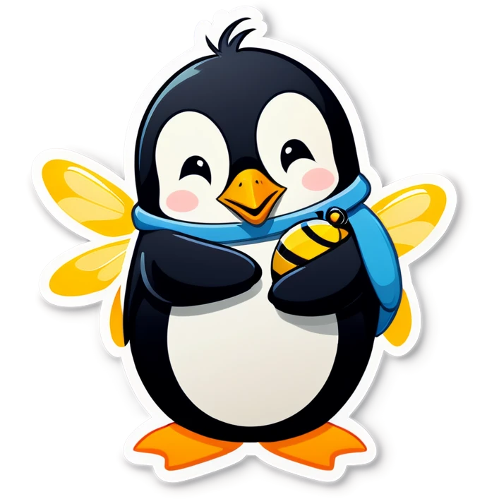 Penguin hugging bee  emoji