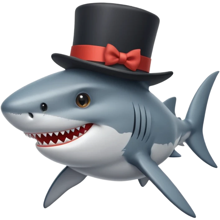 Shark with a top hat emoji