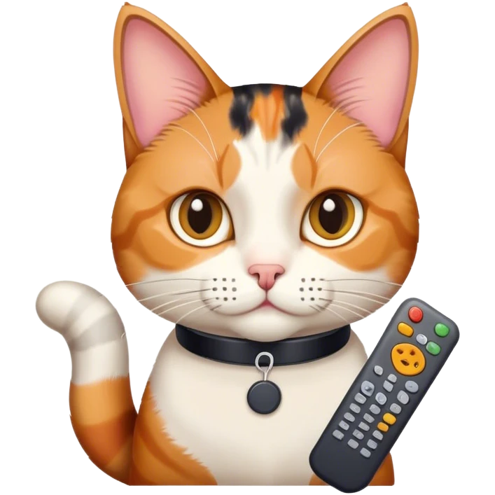 A Cat holding a tv remote emoji
