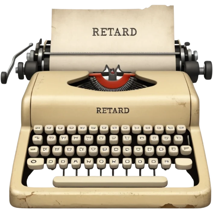 Typewriter with paper that says retard emoji