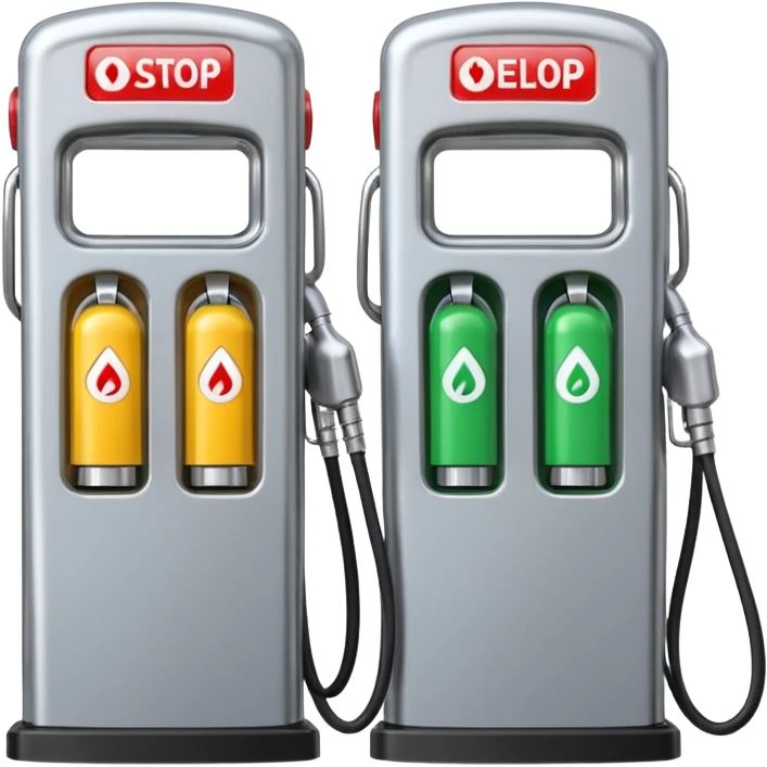 Split image—quick gas pump vs. slow EV plug. emoji