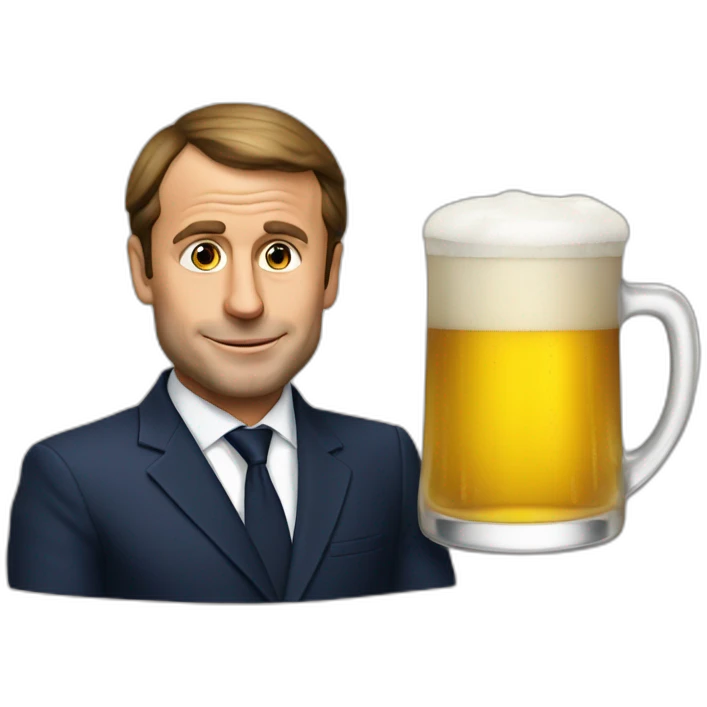 Macron drink a beer emoji