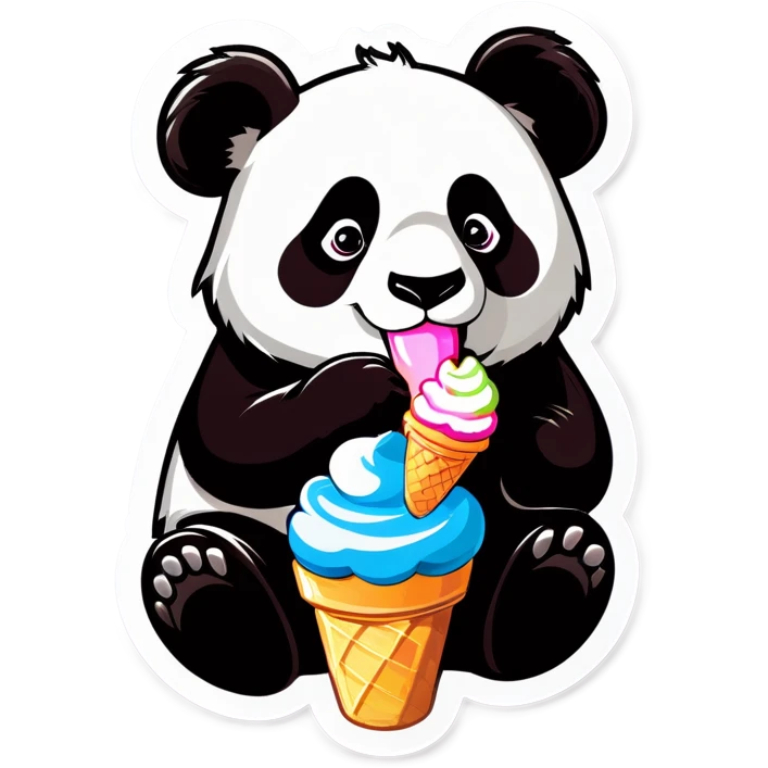 Panda eating ice cream emoji