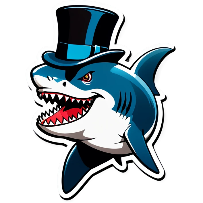 Shark with a top hat emoji