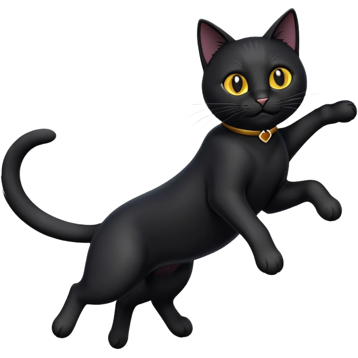 black cat jumping emoji