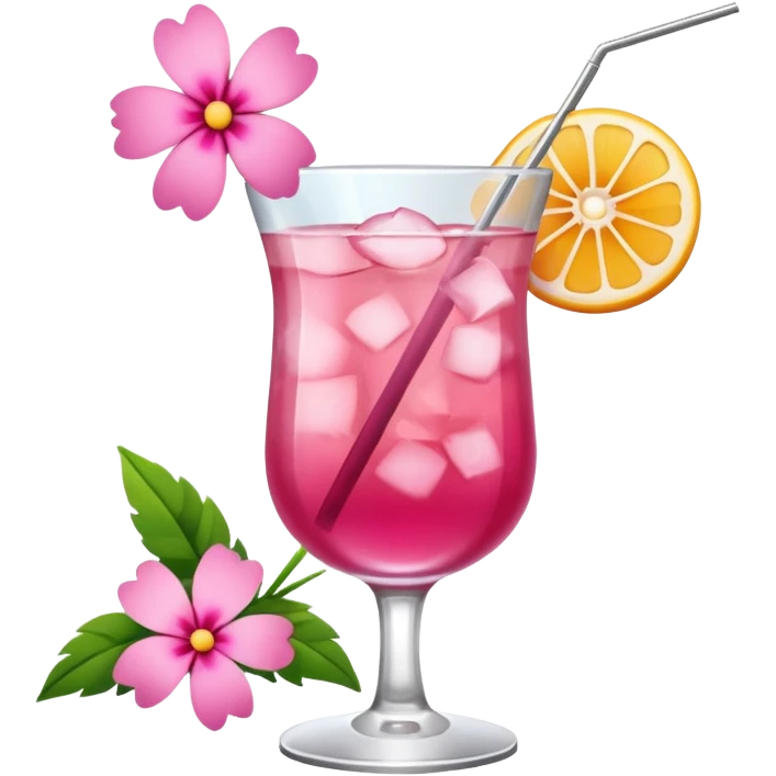 Cocktail with pink flowers emoji