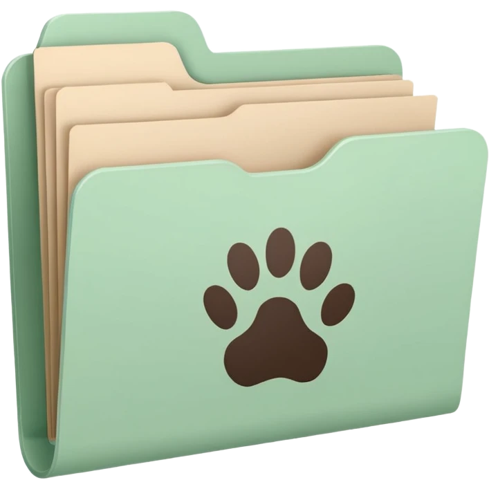 a pastel green folder of documents with a pawprint on it emoji