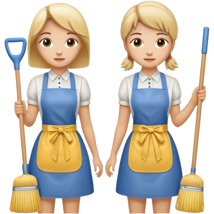 two maids are holding the mop emoji
