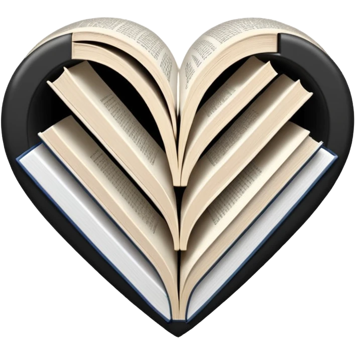  black and white heart + books emoji