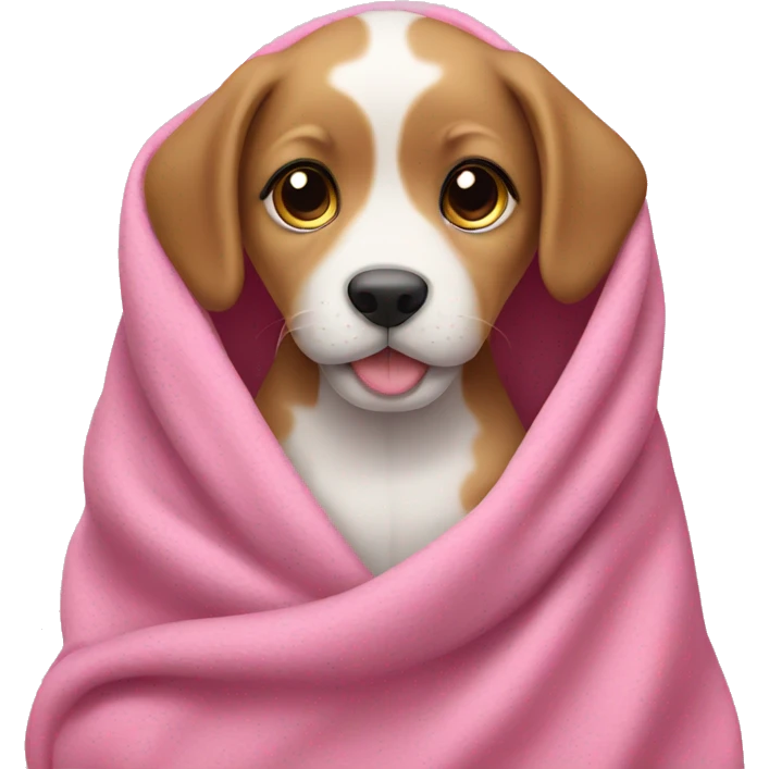 Puppy in pink blanket  emoji