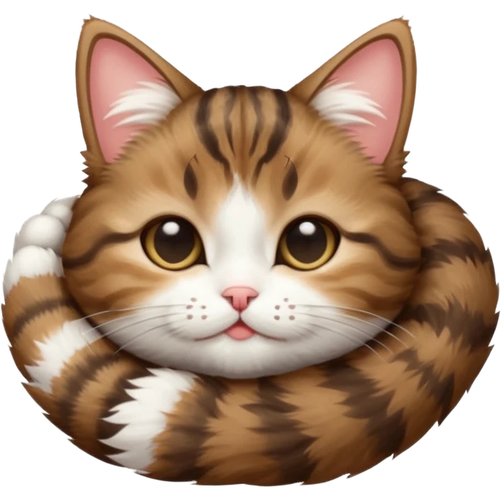 dark brown tabby and white small cat in funny positions upside down with eyes closed emoji