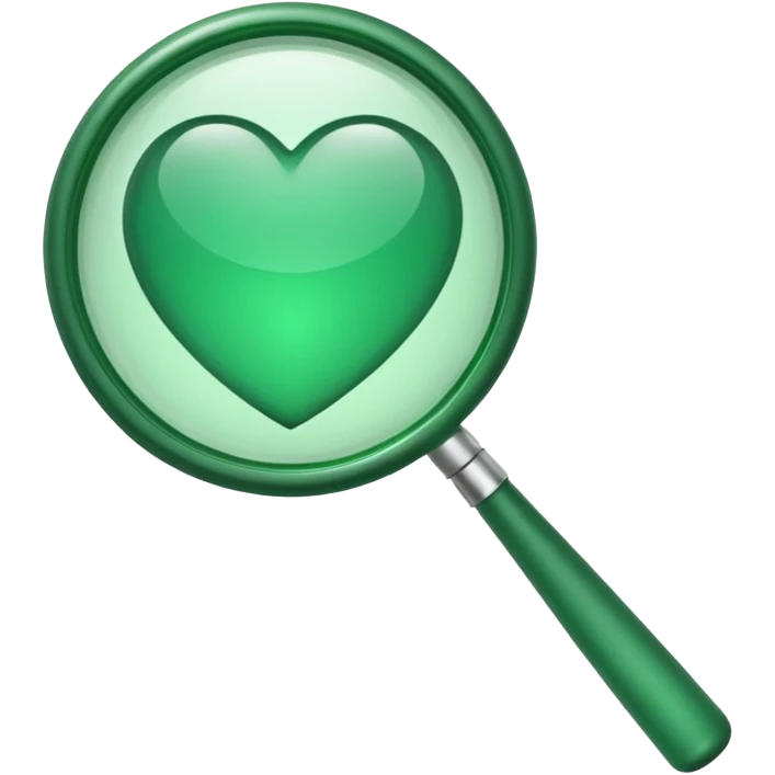 create a custom PNG of a green magnifying glass emoji that uses the same colour scheme and gloss as the 💚 and the 🟢 emoji