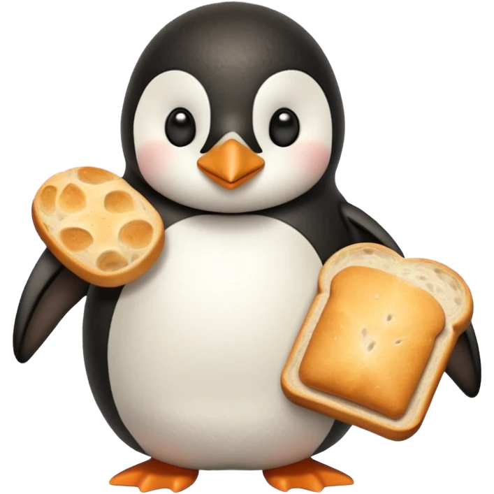 a penguin holding a loaf emoji