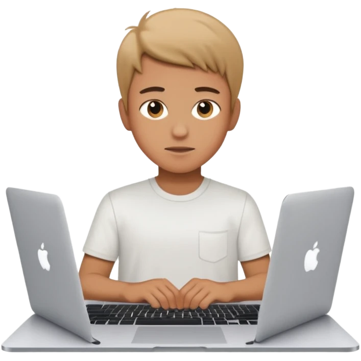 20 years old boy behind a macbook emoji