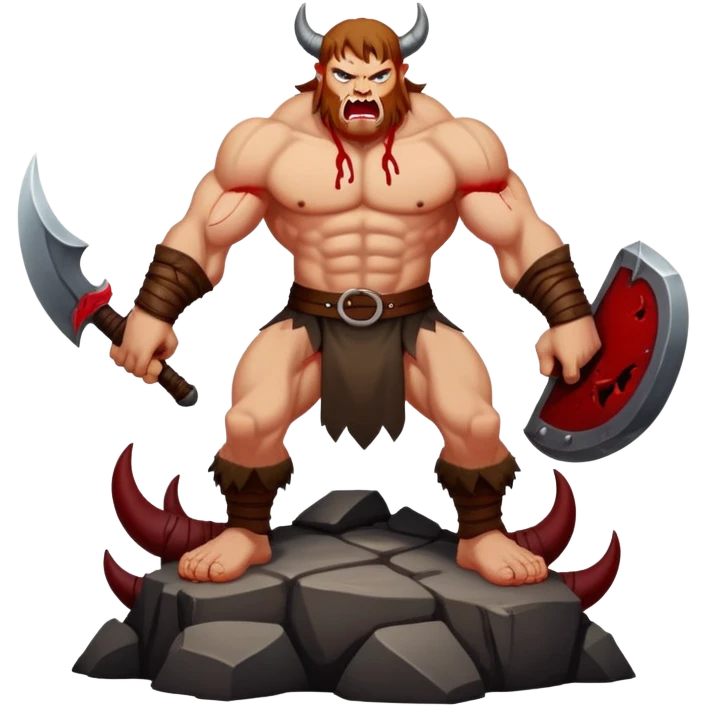 Beowulf standing on top of a defeated Grendel emoji