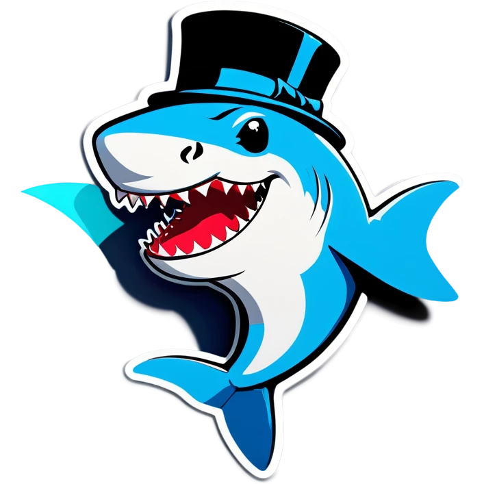 Shark with a top hat emoji