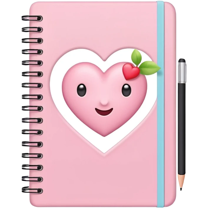 cute open pastel pink notebook with notes about things to do, iOS Apple emoji style emoji