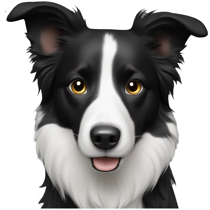 Border-collie black and hite with thin white line on forehead  emoji