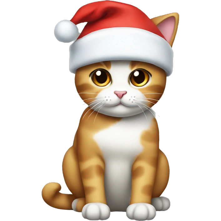 Three colours cat wearing a Santa hat  emoji