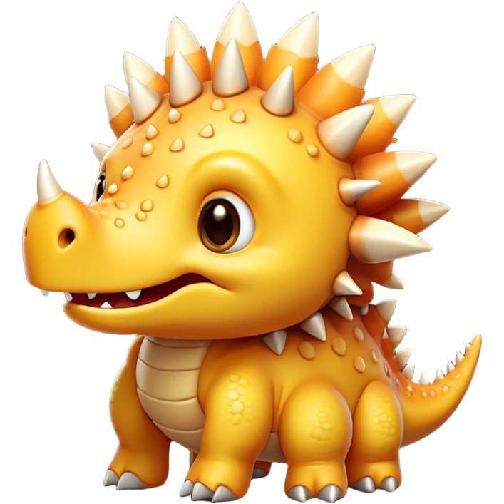 Cinematic Cute Stegosaurus Portrait Emoji, Head tilted playfully with a cheeky grin, featuring a charming, low-profile body with iconic, rounded bony plates and a spiky tail, a small head with sparkling, curious eyes, Simplified yet irresistibly adorable features, highly detailed, glowing with a warm, inviting earthy glow, high shine, affectionate and spirited, stylized with a touch of whimsical prehistoric charm, soft glowing outline, capturing the essence of a mischievous yet endearing Stegosaurus that seems as if it could waddle out of the screen into your arms! emoji