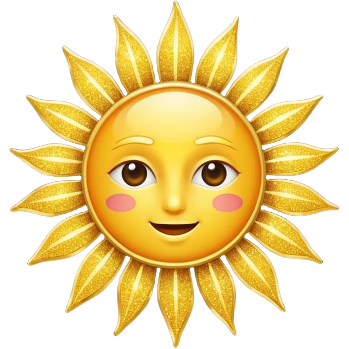sun in 2d golden glitter in colour without face emoji
