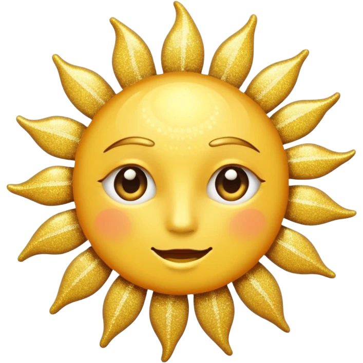 sun in 2d golden glitter in colour emoji