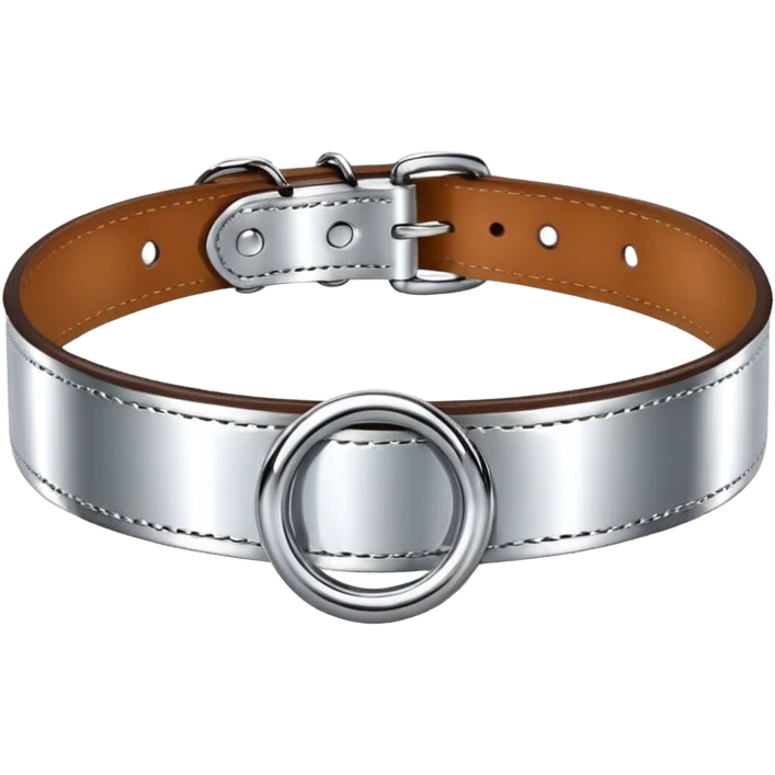luxury fetish collar, silver chrome, smooth rounded metal, dominant erotic mood emoji