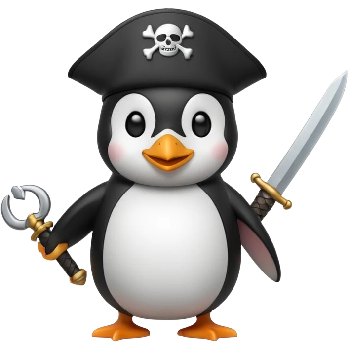 Penguin pirate emoji