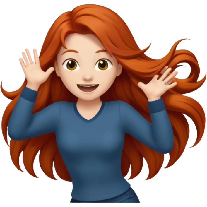 Excited long haired redhead butt shake emoji