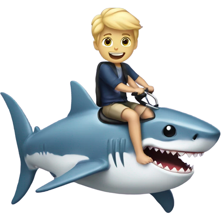 A blonde boy riding a shark  emoji