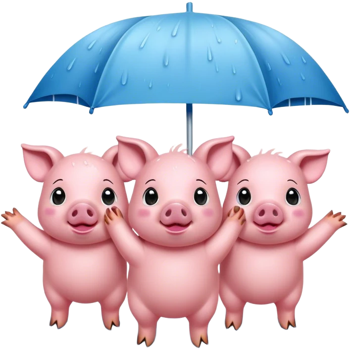 3 piggies playing in the rain emoji