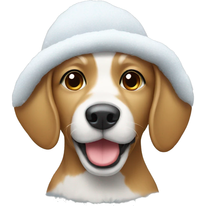 Cute dog that has a snow hat emoji