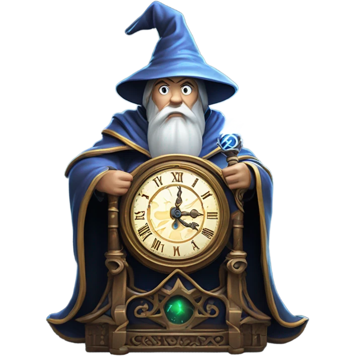 wizard lightning on a large clock emoji