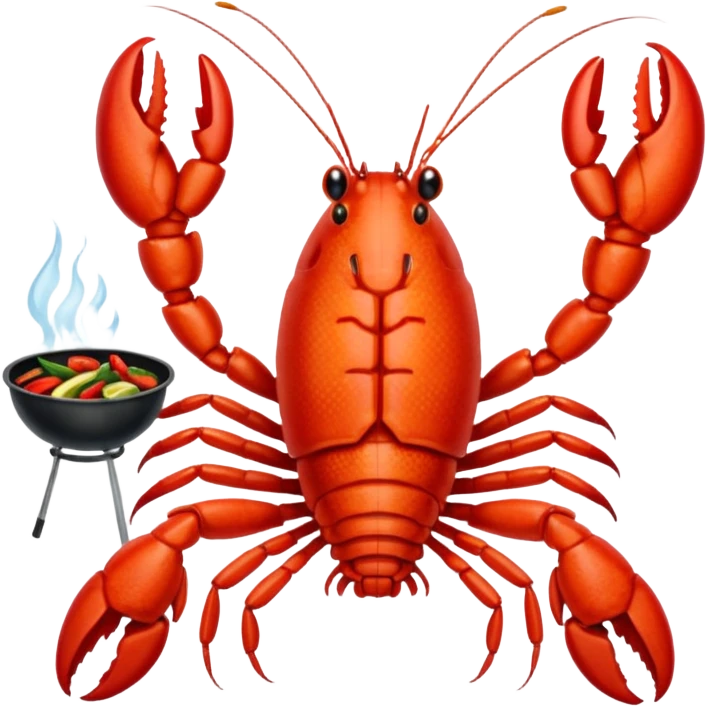 Crayfish cooking a bbq emoji
