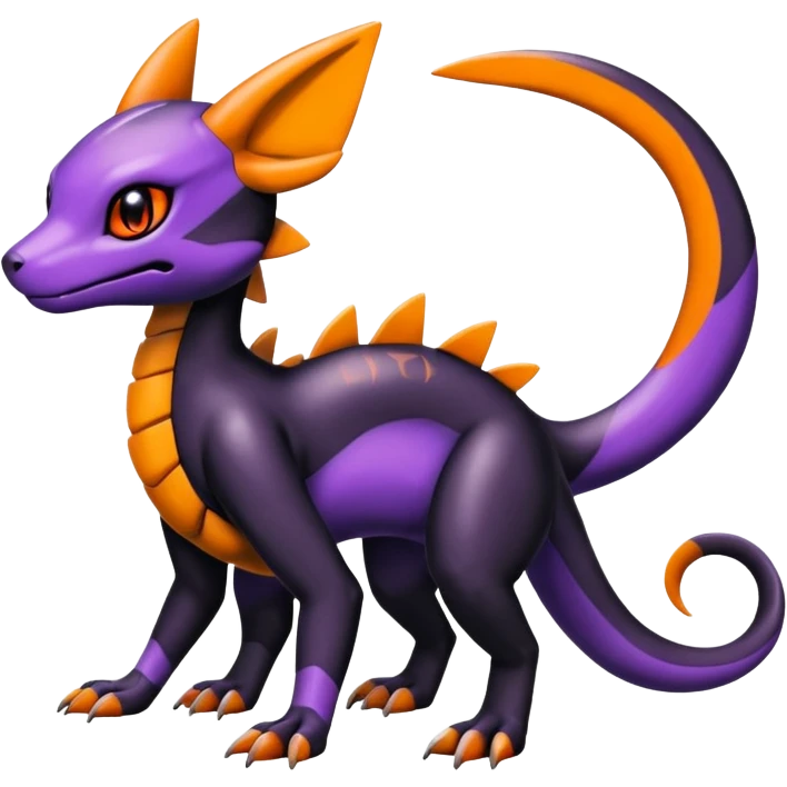 Cute Shiny Guilmon-Salandit-Umbreon-Fakémon-hybrid-creature (full body)  emoji