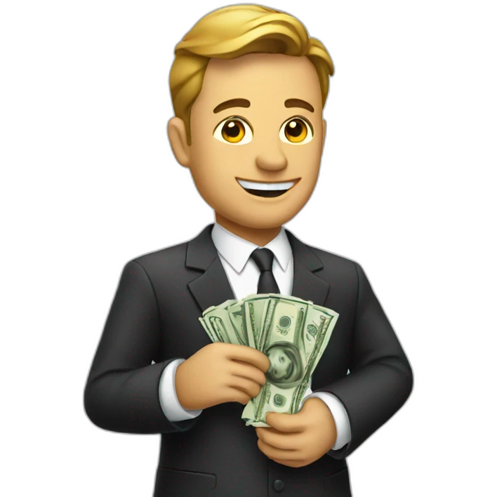 suited man holding money emoji