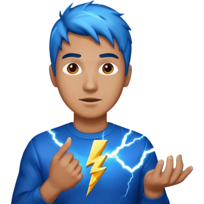 man holding lighting emoji