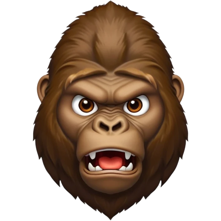 A gorilla angry face with realstick symbol emoji