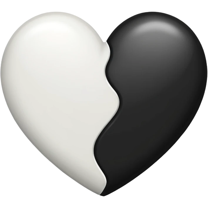 half black half white heart emoji emoji