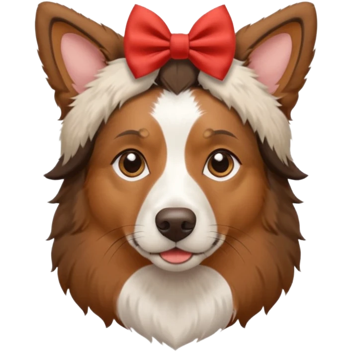 aussie sheperd with a bow on its head emoji