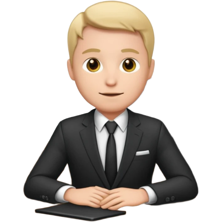 Business man sitting at a desk emoji