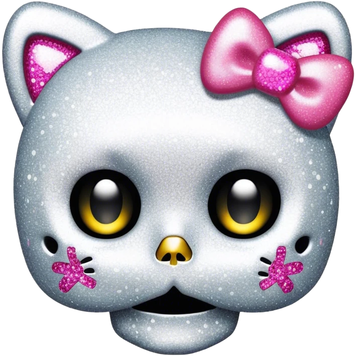 Glitter skull hello kitty emoji