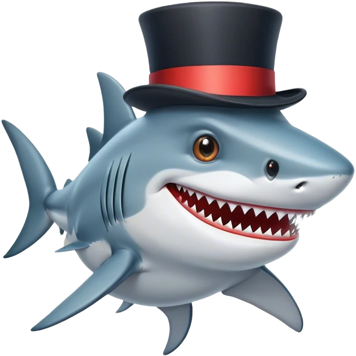 Shark with a top hat emoji
